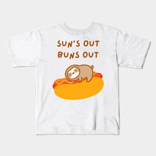 Sun’s Out Buns Out Hot Dog Sloth Kids T-Shirt